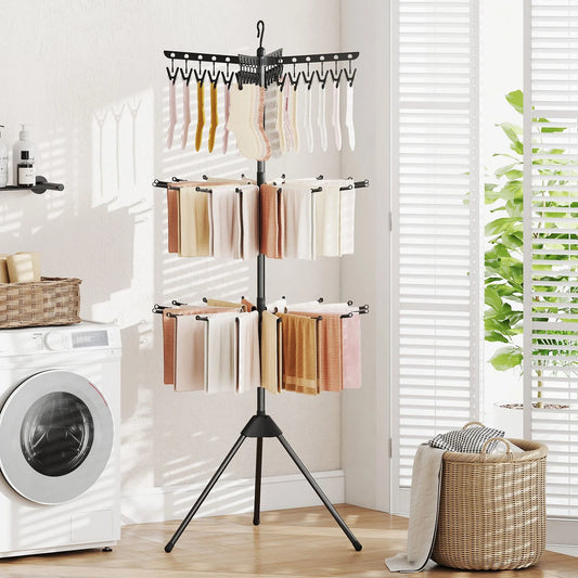 3-Tier Folding Clothes Drying Rack Tripod Laundry Drying Rack