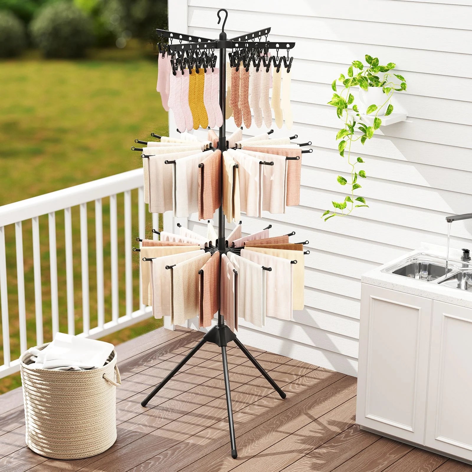 3-Tier Folding Clothes Drying Rack Tripod Laundry Drying Rack